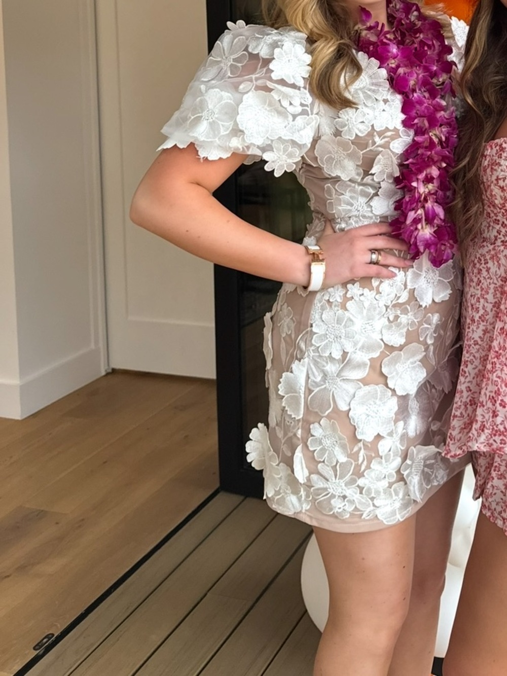 Elliatt White Floral Lace Mini Dress